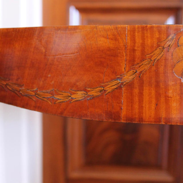 Pair of Edwardian Satinwood Marquetry Console Tables With Marble Tops For Sale - Image 11 of 14