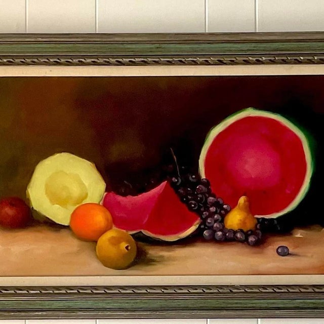 Vintage Signed Fruit Still Life Oil Painting on Canvas For Sale - Image 14 of 15