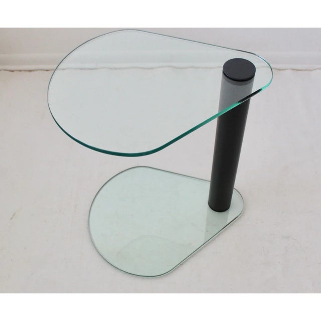 1980s Leon Rosen for Pace Style Postmodern Steel and Glass Teardrop Side Table Vintage For Sale - Image 9 of 12