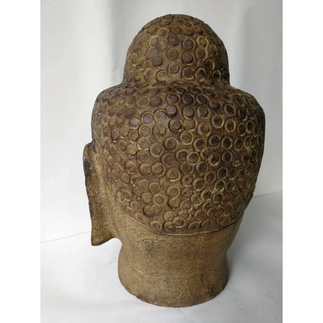 Hand Carved Stone Buddha Head For Sale - Image 10 of 11