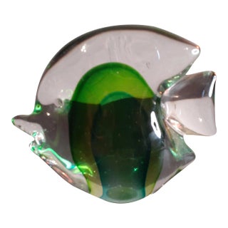 1980s Green Art Glass Figurine For Sale