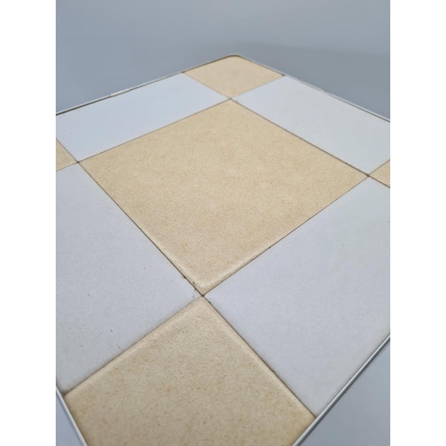 Cream Small Mid-Century Modern Coffee Table with Ceramic Top, 1960s-1970s For Sale - Image 8 of 10