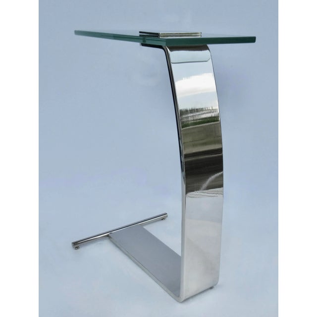 C .1977- C1980's D. I. A..(Design Institute for America) Polished Nickel Over Steel & Glass Cigarette, Side/End or Accent Table For Sale - Image 9 of 12