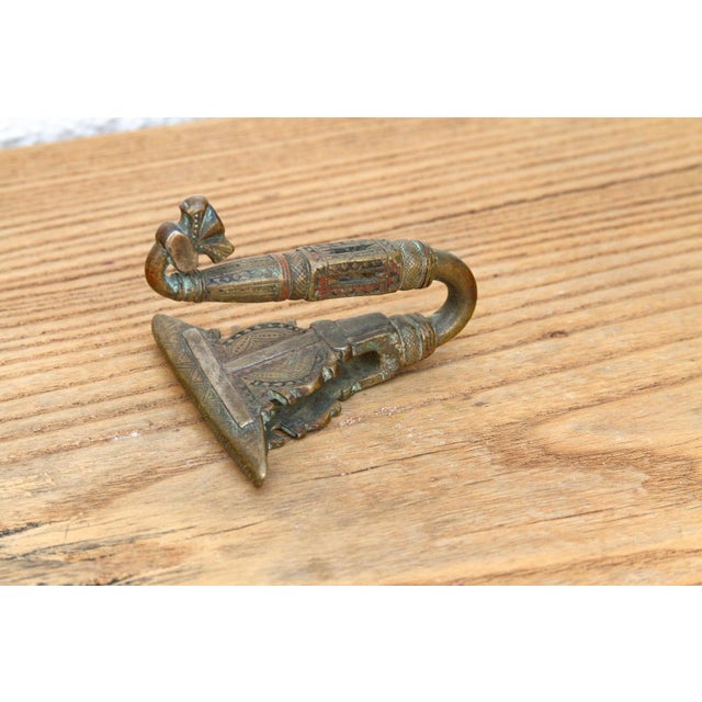 Finely Engraved Antique Brass Hook For Sale In Los Angeles - Image 6 of 7