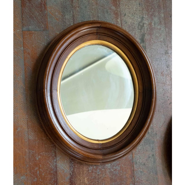 Late 19th Century 19th Century Pair of American Victorian Oval Walnut Mirrors For Sale - Image 5 of 10