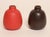 Pair of small contemporary bud vases Model #130 by Heath Ceramics of Sausalito, California, one in Dark Brown matte glaze,...