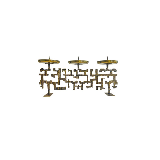 Brutalist Geometrically Sculptural Bronze Candleholder, 1970s For Sale - Image 14 of 14