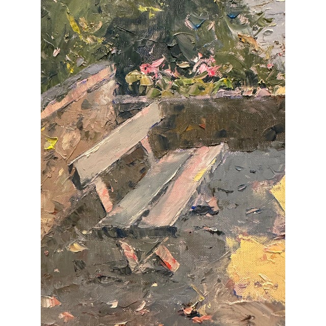 Impressionist Impressionist Original Painting of a Bench by the Sea by Pierre Bittar For Sale - Image 3 of 9