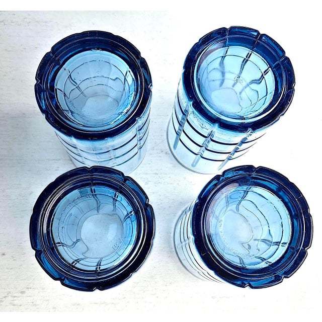 Vintage Anchor Hocking Flat Iced Tea Glasses in Tartan Blueberry, Set of 4 For Sale - Image 12 of 13