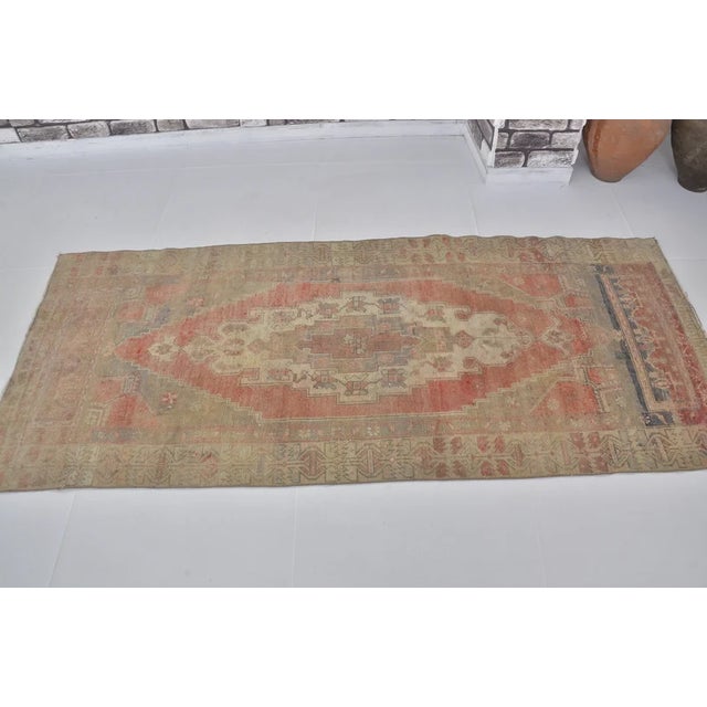 1960s Vintage Handwoven Runner With Stepped Geometric Medallions For Sale - Image 5 of 10