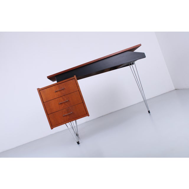 Teak Hairpin Desk from Tijsseling Nijkerk, 1950s For Sale - Image 4 of 17