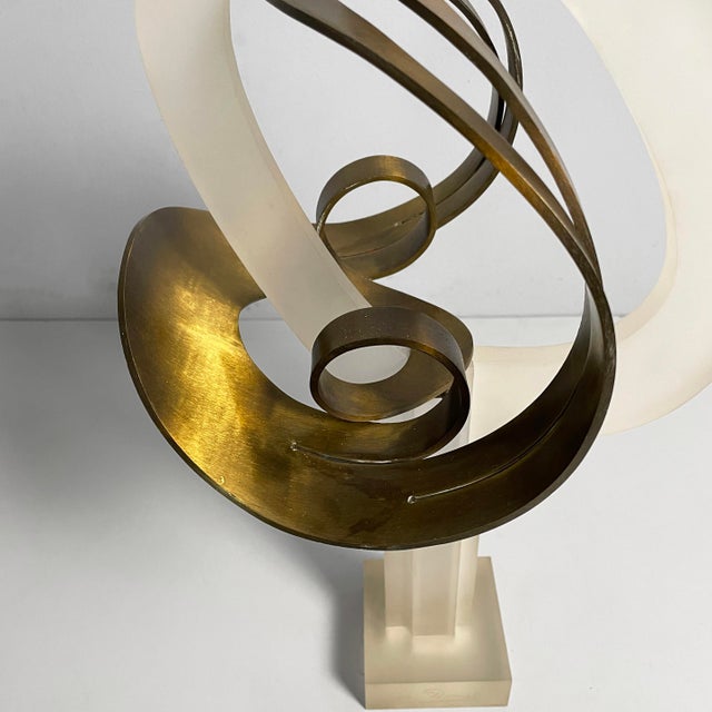 Metal Cesar Doméla, Dutch Modern Sculpture, 1970s, Acrylic Glass and Brass For Sale - Image 7 of 18
