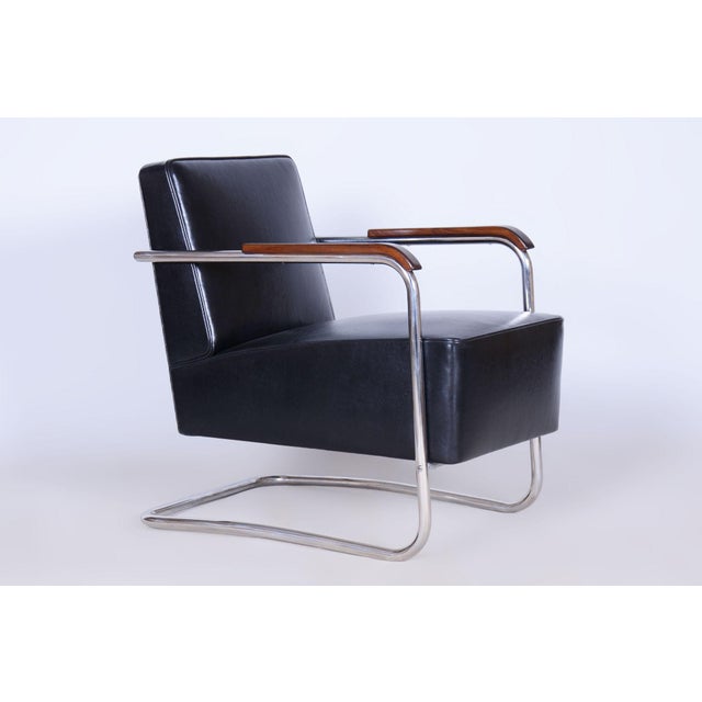 Bauhaus Leather Armchairs attributed to Mücke-Melder, Former Czechoslovakia, 1930s, Set of 2 For Sale - Image 11 of 15