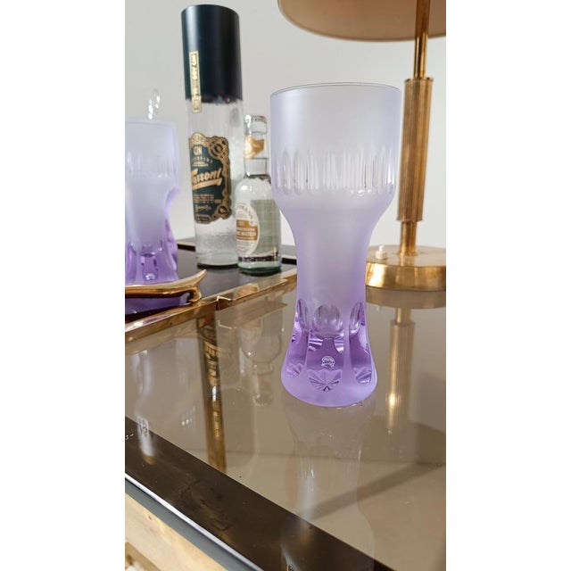 Long Space Age Drink Tumbler Glasses & Jug Set in Pale Lilac Frost Crystal, 1960s, Set of 7 For Sale - Image 6 of 18