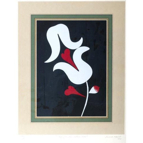 "A flower for António Pedro". Silkscreen on paper, signed. Edition 59/120. Dimensions: 39 x 28 cm.