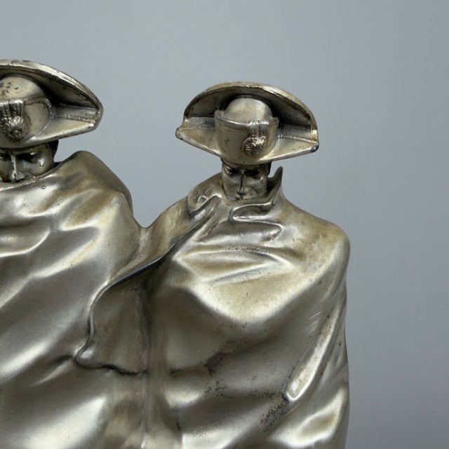 Silver-Plated Brass Sculpture of Carabinieri in the Storm by A. Berti, 1950s For Sale - Image 10 of 16