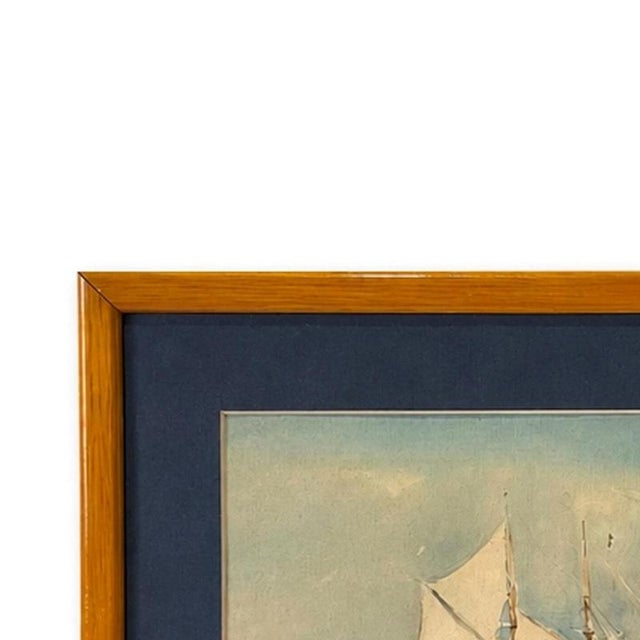 Watercolor - Seascape (signed). View with boat; watercolor on paper. Signed. Dimensions: 27 cm x 30 cm.