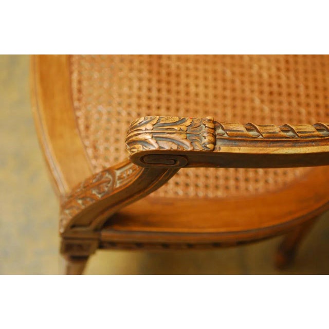 French Neoclassical Louis XVI Shield Back Caned Fauteuil Chair For Sale - Image 3 of 7