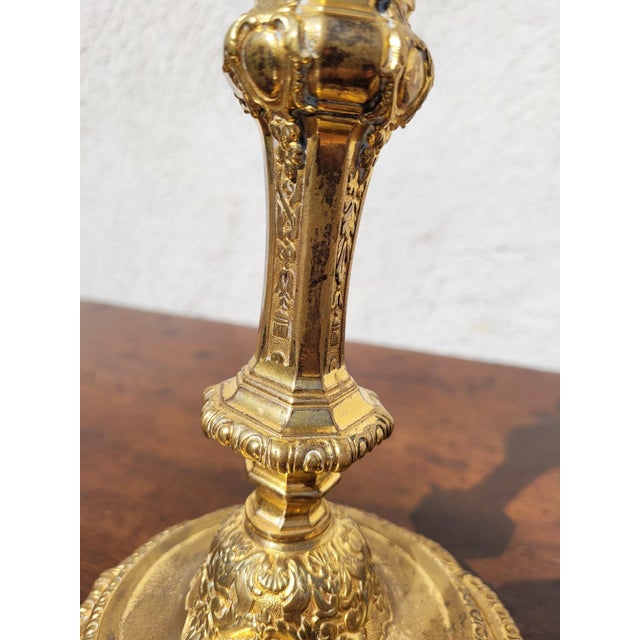 Metal Candleholders in Mercury-Gilt Bronze, Set of 2 For Sale - Image 7 of 15
