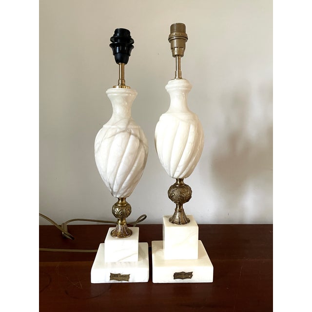 Vintage Alabaster Lamp Base, 1950 For Sale - Image 9 of 10