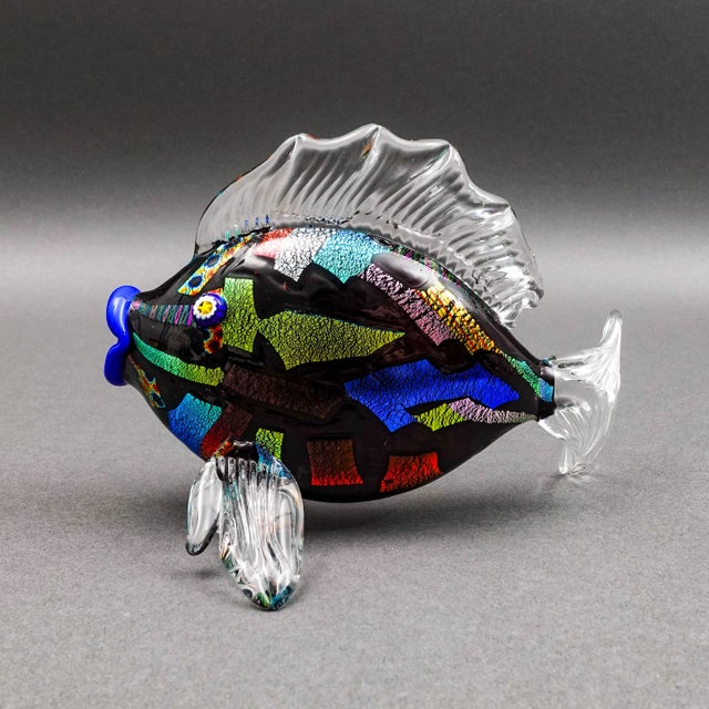 Bruce Fruend Signed Iridescent Dichroic Hand Blown Art Glass Fish Sculpture For Sale In Miami - Image 6 of 9