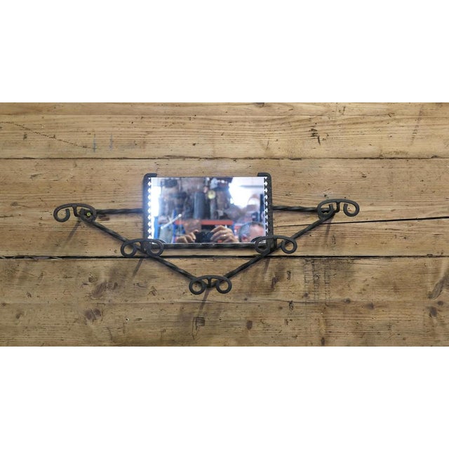 French Iron Hat and Coat Rack with Mirror, 1960 For Sale - Image 3 of 8
