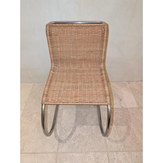 Attributed to Mies Van Der Rohe Chairs - 1970's Cantilevered Caned/Chrome Chairs For Sale In San Francisco - Image 6 of 7