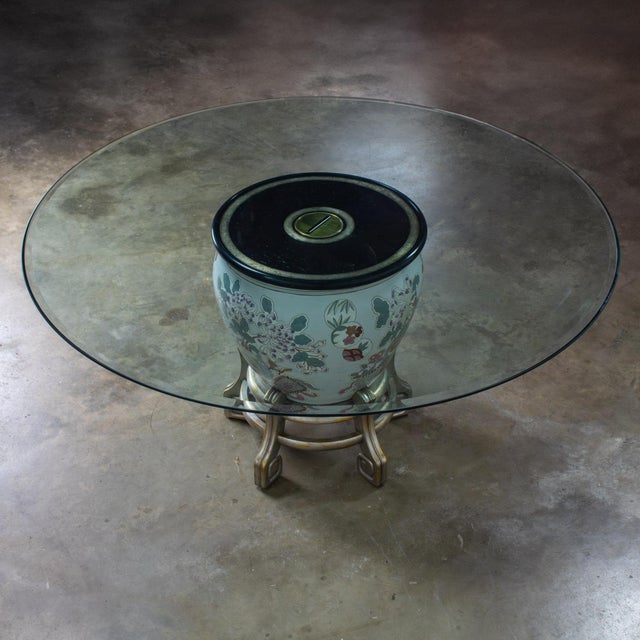 Late 20th Century Ming Treasures Fishbowl Pedestal Base Dining Table by Drexel Heritage Round Glass Top For Sale - Image 18 of 18