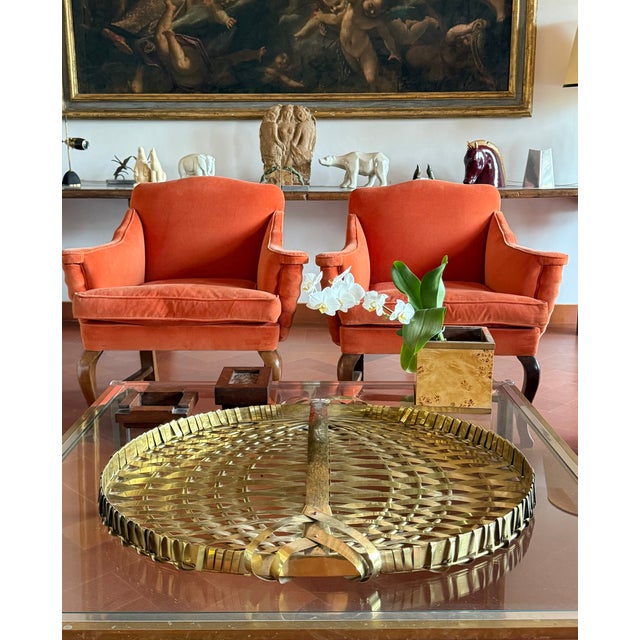 Hollywood regency monumental braided brass tray / centerpiece Italy ca. 1970 brass H 11 cm - 78 × 70 cm Conditions: very...