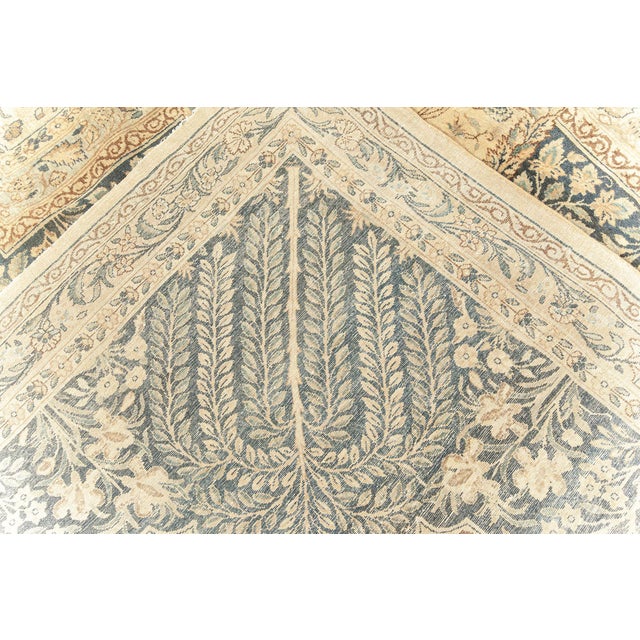 Beige Fine Antique Persian Kirman Handmade Wool Rug For Sale - Image 8 of 8