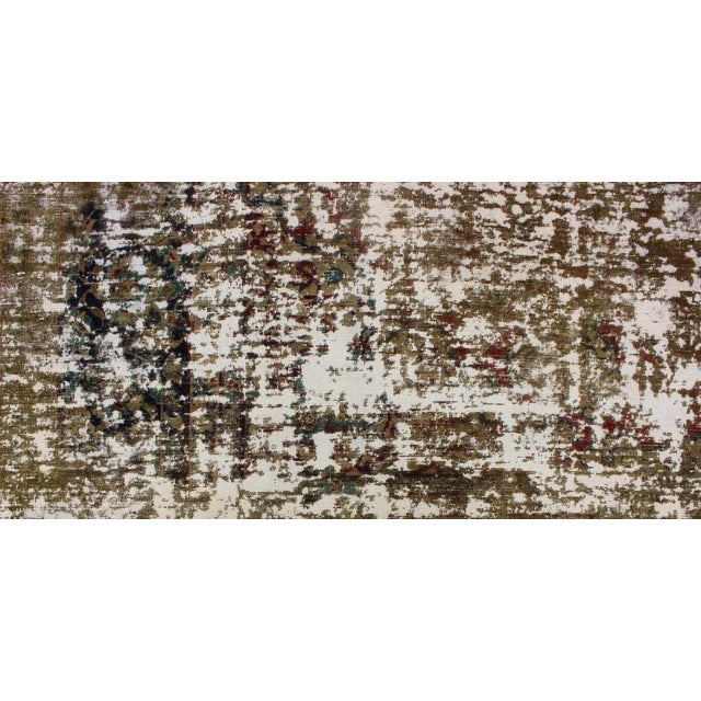 Mid 20th Century Vintage Persian Rug With Modern Design in Shades of Yellow-Green For Sale - Image 9 of 10