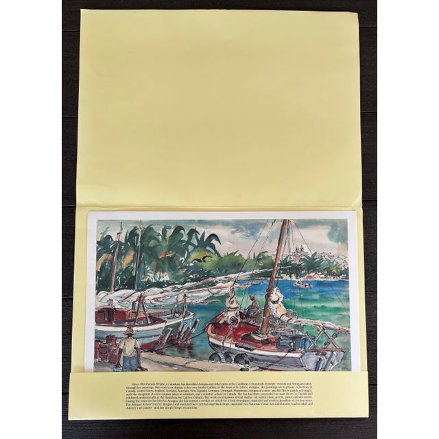 Figurative Portfolio by Pamela Wright “St John Antigua” Set of 4 Color Lithographs on Heavy Paper in Art Presentation Folder For Sale - Image 3 of 12