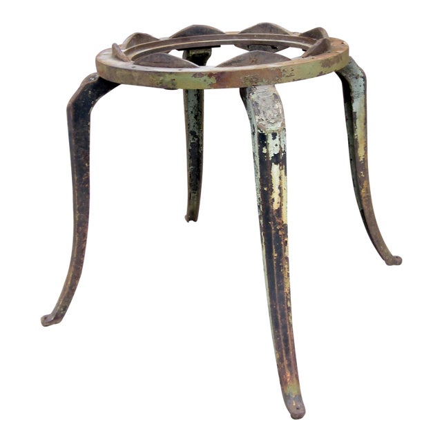 19th Century Industrial Machinery Converted Cast Iron Table Base With Glass Top For Sale