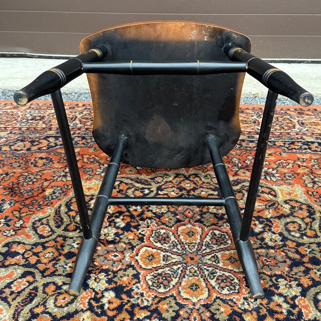 Vintage L. Hitchcock Rustic Country Farmhouse Stenciled Windsor Dining Chair in Black and Maple For Sale - Image 14 of 15