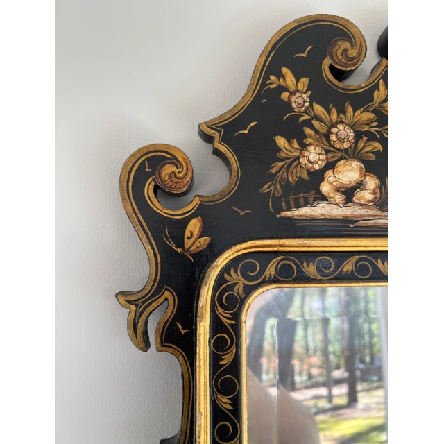 Chinoiserie Vintage Italian Chinoiserie Decorated Wall Mirror For Sale - Image 3 of 8