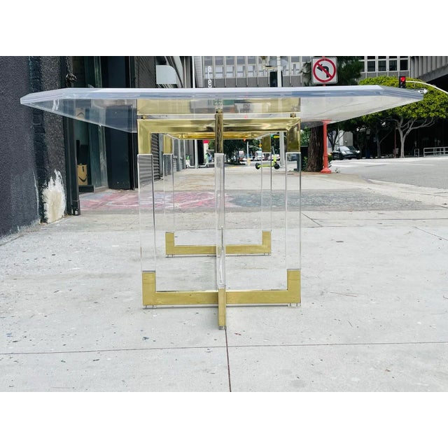 1960s Charles Hollis Jones Lucite & Brass Dining Table From the "Metric" Collection, For Sale - Image 5 of 13