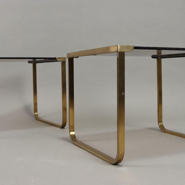 Vintage Bedside Tables in Brass and Smoked Glass, Italy, 1960s, Set of 2 For Sale - Image 3 of 10
