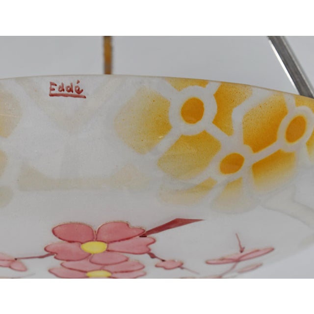 Rose French Art Deco Pendant Light by Eddé Dannhauser 1930 France For Sale - Image 8 of 10