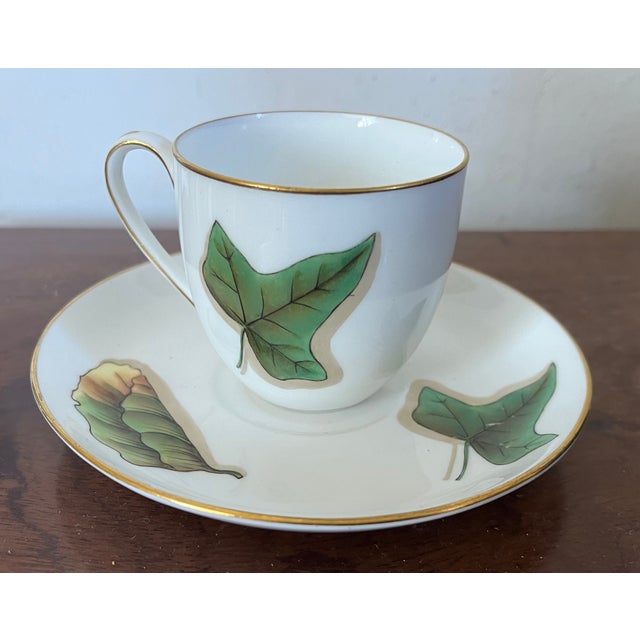 Antique 19th Century Wedgwood China Porcelain Hand Painted Tea Cup & Saucer in the Shadow Leaf Pattern For Sale In New York - Image 6 of 18