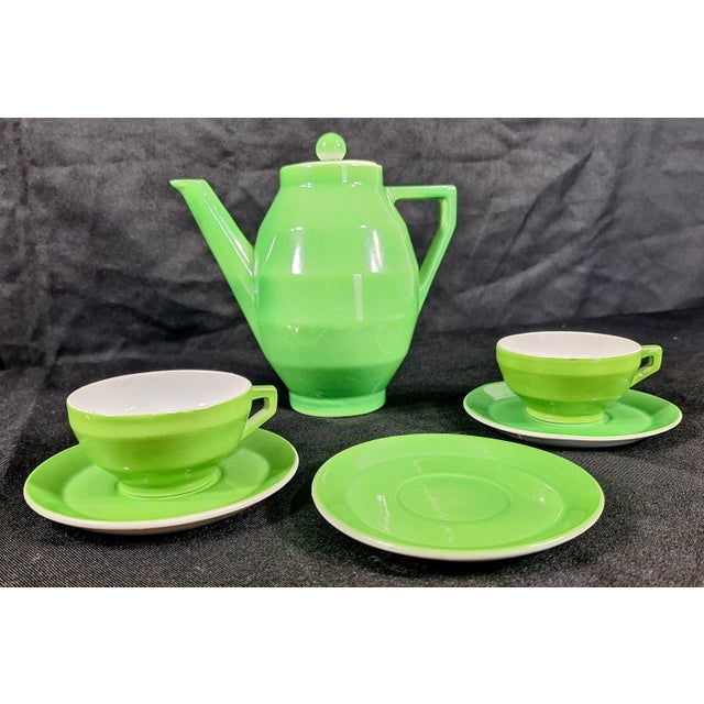 Sci Di Laveno Vintage Green Laveno Italian Tea Set, Società Ceramica Italiana, Mid Century For Sale - Image 4 of 13