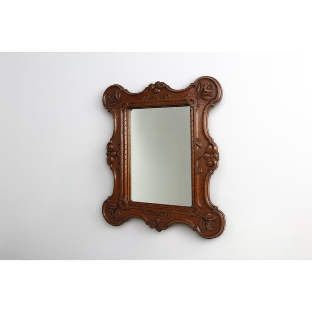 Baroque Oak Carved Wall Mirror, Belgium, 1900s For Sale - Image 6 of 11