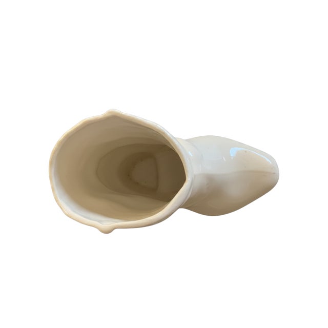 Ceramic Vintage White Ceramic Cowboy Boot Vase For Sale - Image 7 of 8