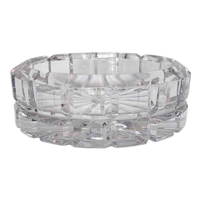 1970s Round Crystal Grid Catch Dish For Sale