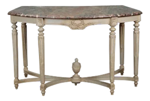 Monumental French Painted Console Demi-Lune Table