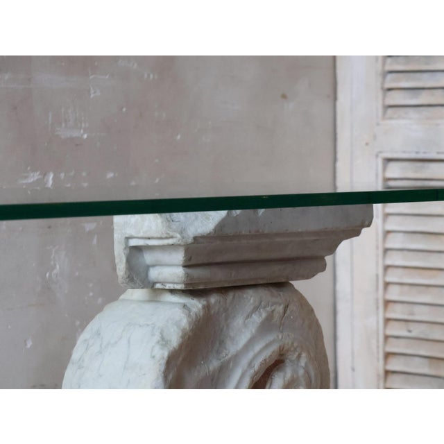 Baroque Antique Baroque Marble Console Table with Glass Top For Sale - Image 3 of 16
