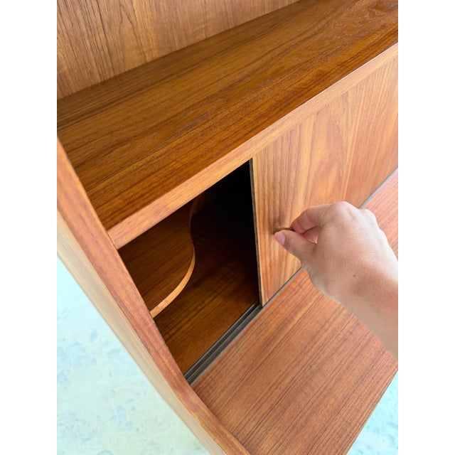 Teak Bookcase with Sliding Doors, Denmark For Sale - Image 4 of 11