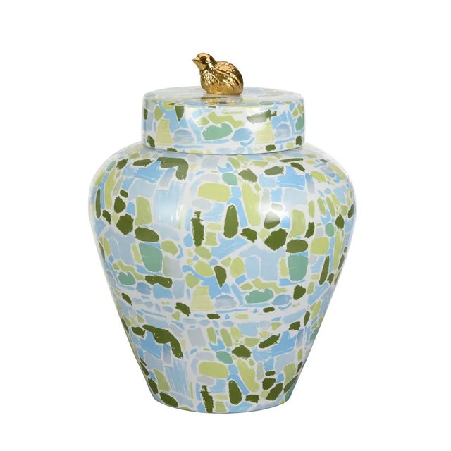 Transitional Lumberton Jar With Lid - Blue/Green For Sale - Image 3 of 4
