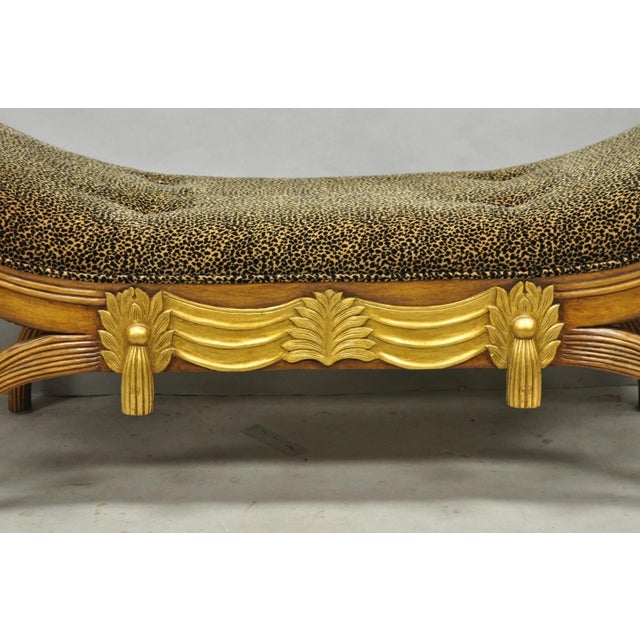 Hollywood Regency Vintage Italian Hollywood Regency Style Leopard Print Upholstered Window Bench For Sale - Image 3 of 11