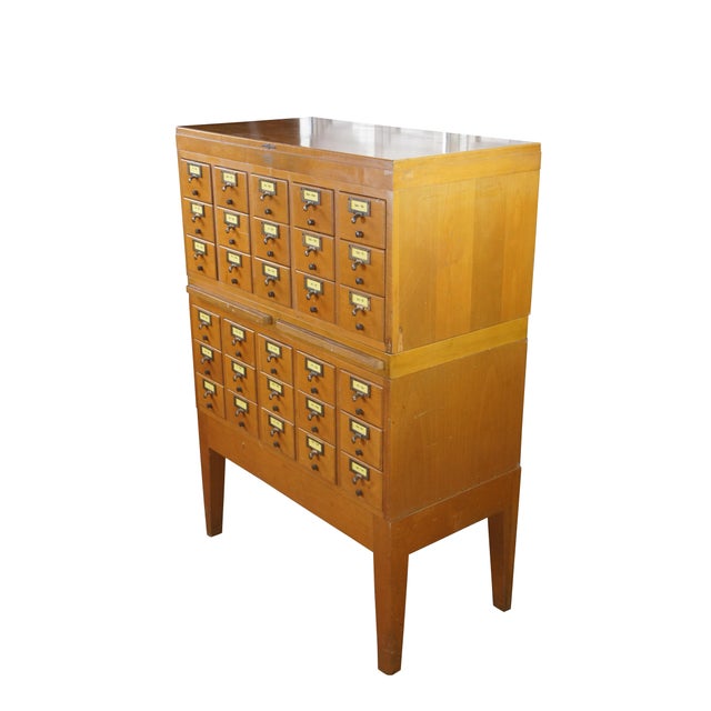 Industrial Mid 20th Century Globe Wernicke 30 Drawer Index Card Library File Catalog Cabinet 47" For Sale - Image 3 of 15