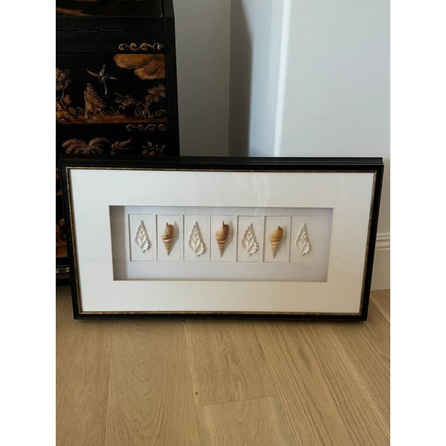 This is a large framed coastal natural shell show box picture with white backing by Paragon from Barclay Butera. It...